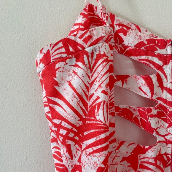 American Eagle Tropical Patterned Pink Dress with Back Cutouts - Picture 8 of 10